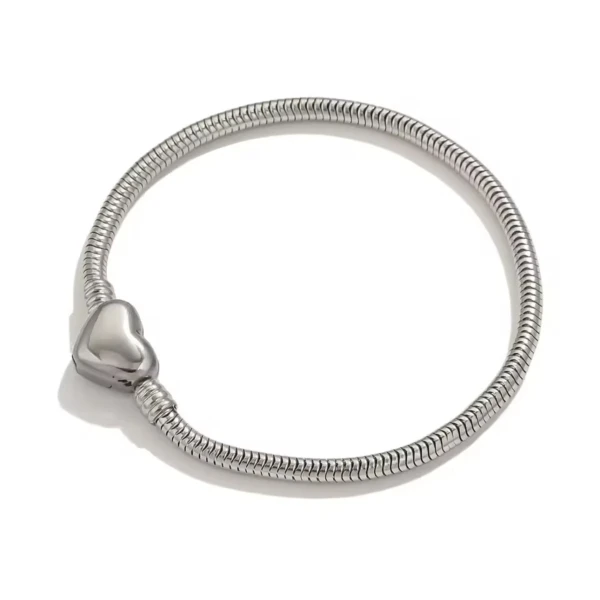 Charms Bracelet-Βραχιόλι για Charms ατσάλινο με κούμπωμα καρδούλα.