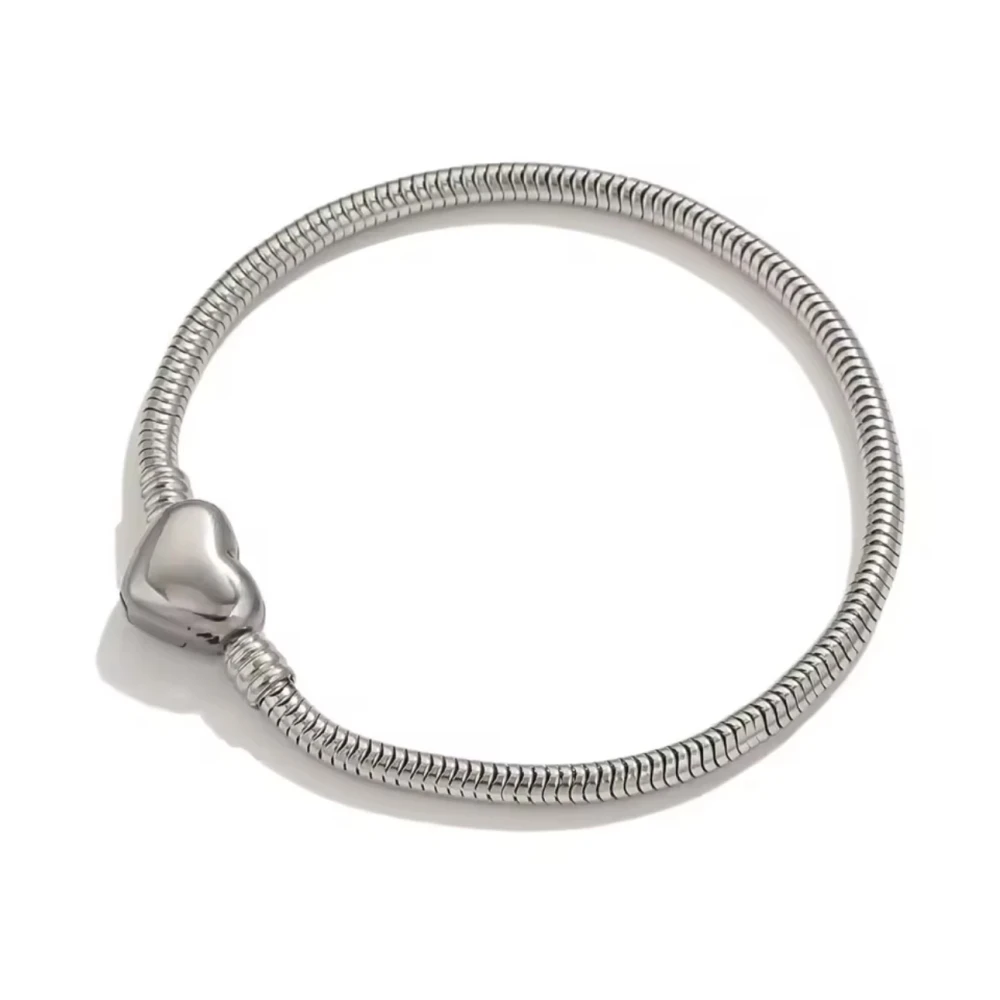 Charms Bracelet-Βραχιόλι για Charms ατσάλινο με κούμπωμα καρδούλα.