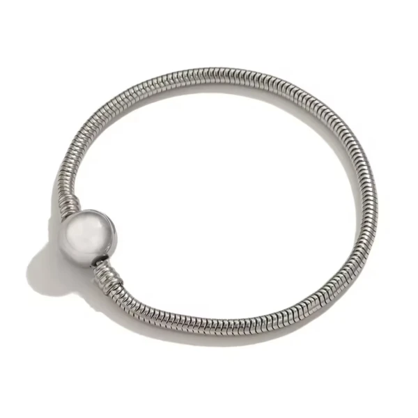 Charms Bracelet-Βραχιόλι για σύμβολα ατσάλινο με κούμπωμα μπίλια.