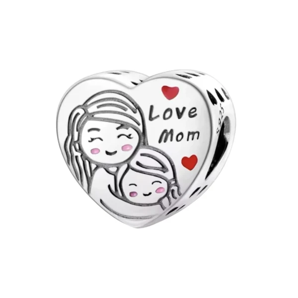 Στοιχείο LOVE MOM από ασήμι 925&ορείχαλκο.