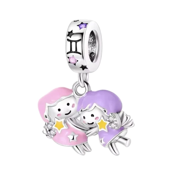 Στοιχείο με το ζώδιο του δίδυμου από ασήμι 925&ορείχαλκο.