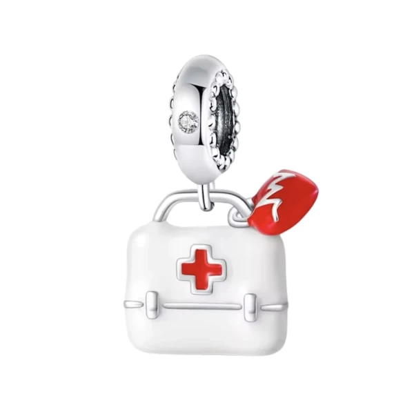 Στοιχείο λευκή ιατρική τσάντα γιατρού-νοσοκόμας.