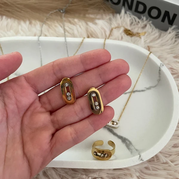 Glint Capsule Earrings-Steel earrings.(LUMIÈRE)