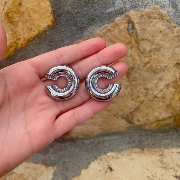 Lunar Loop-Steel earrings.(ασημί)