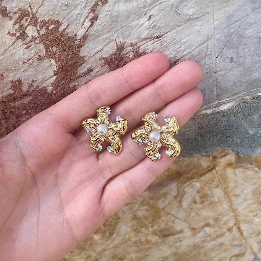 Ocean Relic-Steel Earrings.(χρυσό)