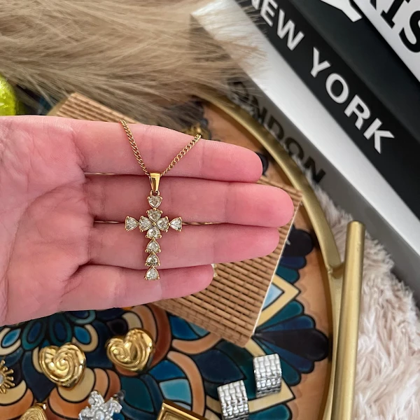 Amara Cross Steel necklace.