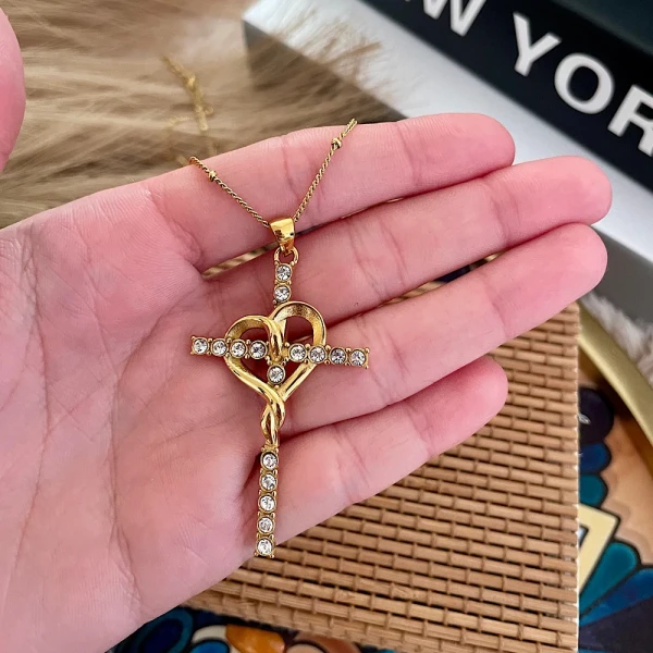 Faith & Love Cross Necklace.(Ατσάλι)