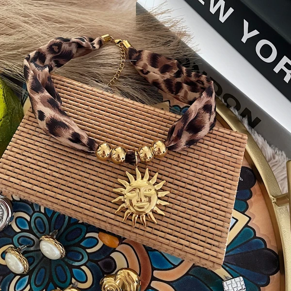 Helia Leopard Steel necklace.