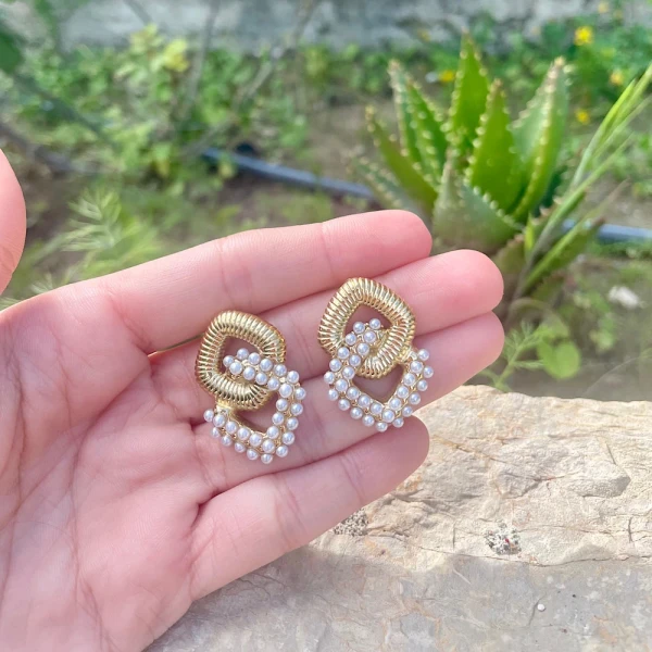 Golden Maze-Steel earrings.