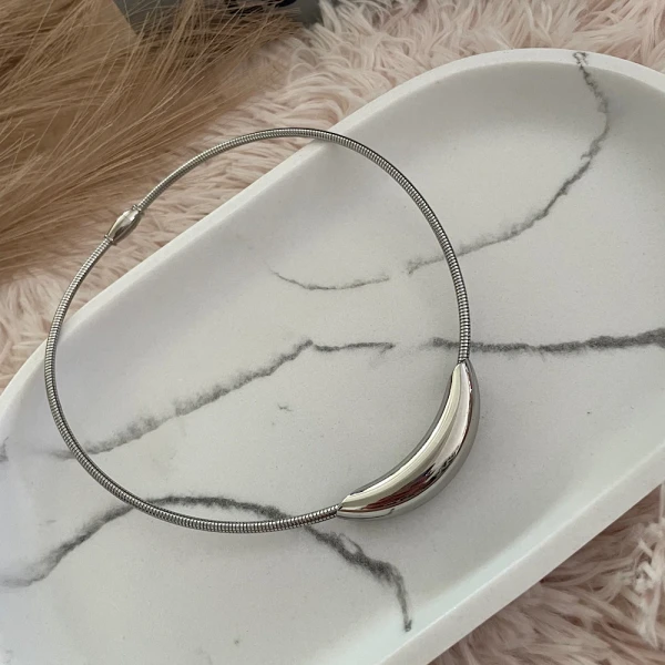 Linea-Steel Chocker Necklace(silver)