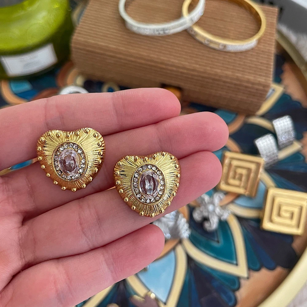 Ultra Glam heart earrings-ατσάλι.
