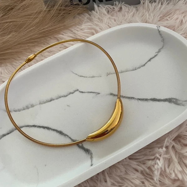 Linea-Steel Chocker Necklace(gold)