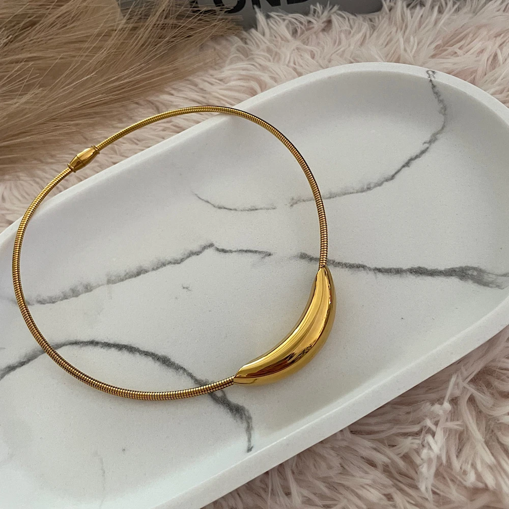 Linea-Steel Chocker Necklace(gold)