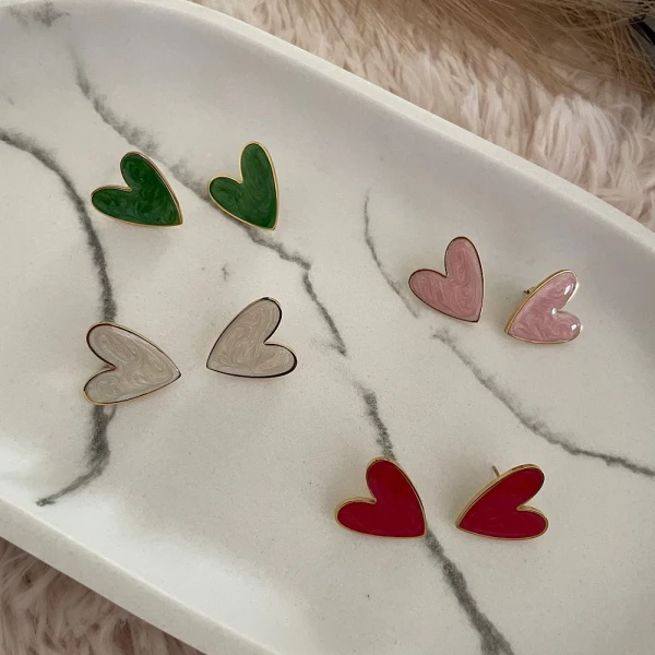 Ατσάλινα σκουλαρίκια καρδούλες(4 διαφορετικά χρώματα)