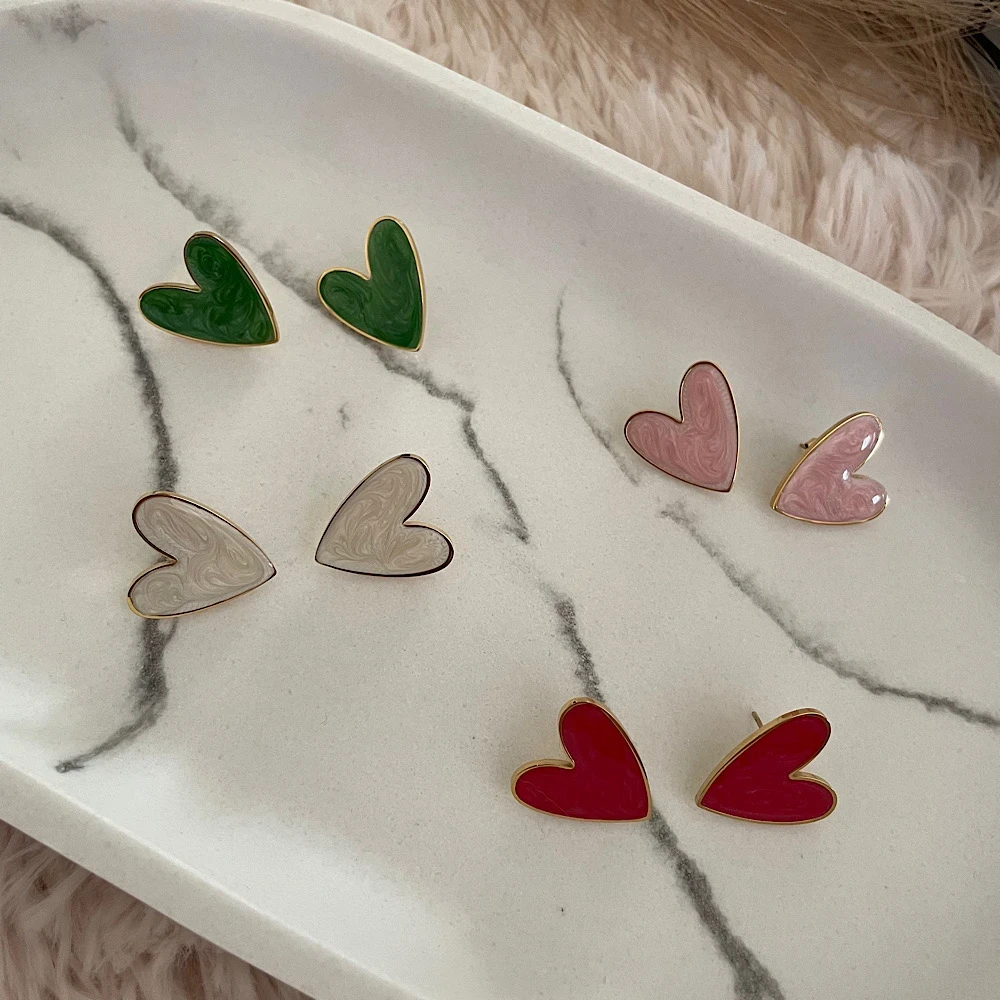 Ατσάλινα σκουλαρίκια καρδούλες(4 διαφορετικά χρώματα)