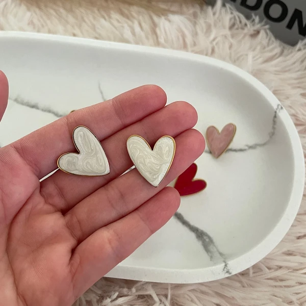 Ατσάλινα σκουλαρίκια καρδούλες(4 διαφορετικά χρώματα)