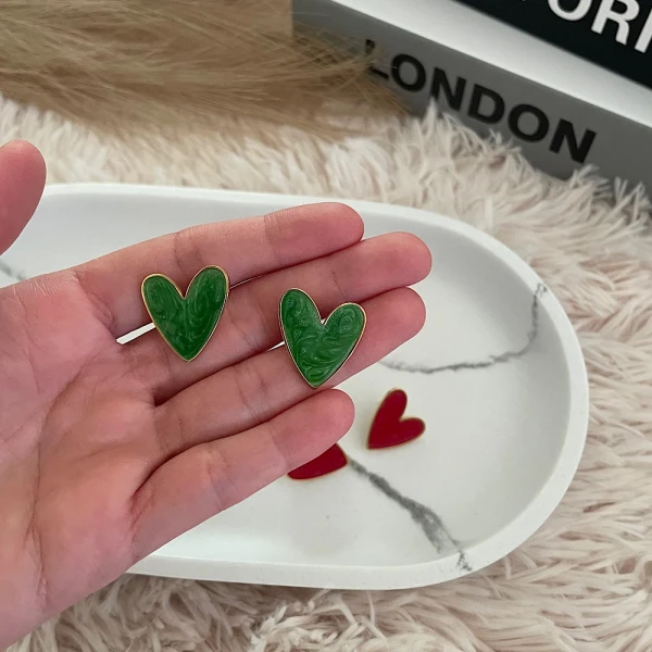 Ατσάλινα σκουλαρίκια καρδούλες(4 διαφορετικά χρώματα)