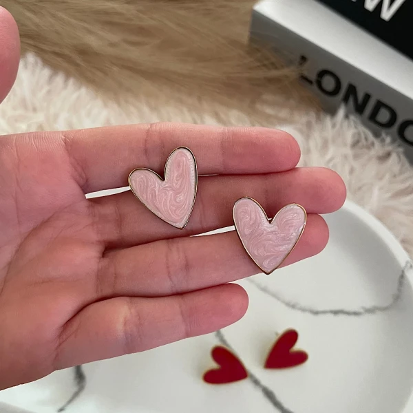 Ατσάλινα σκουλαρίκια καρδούλες(4 διαφορετικά χρώματα)