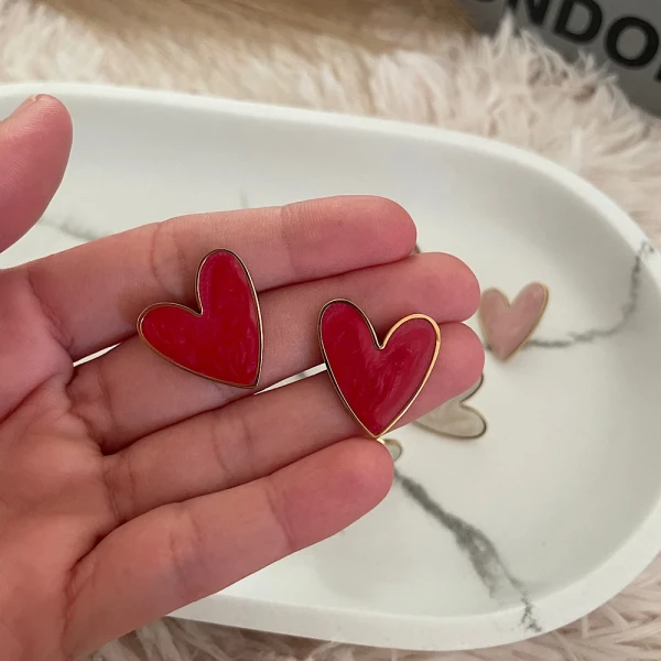 Ατσάλινα σκουλαρίκια καρδούλες(4 διαφορετικά χρώματα)