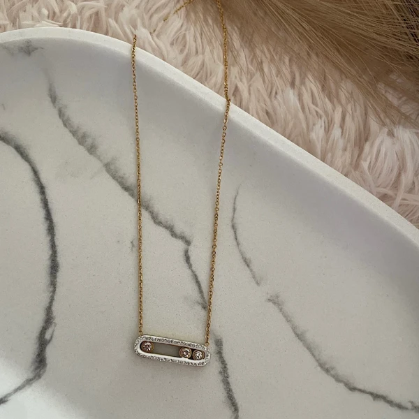 Lumière Steel Necklace(zircons)