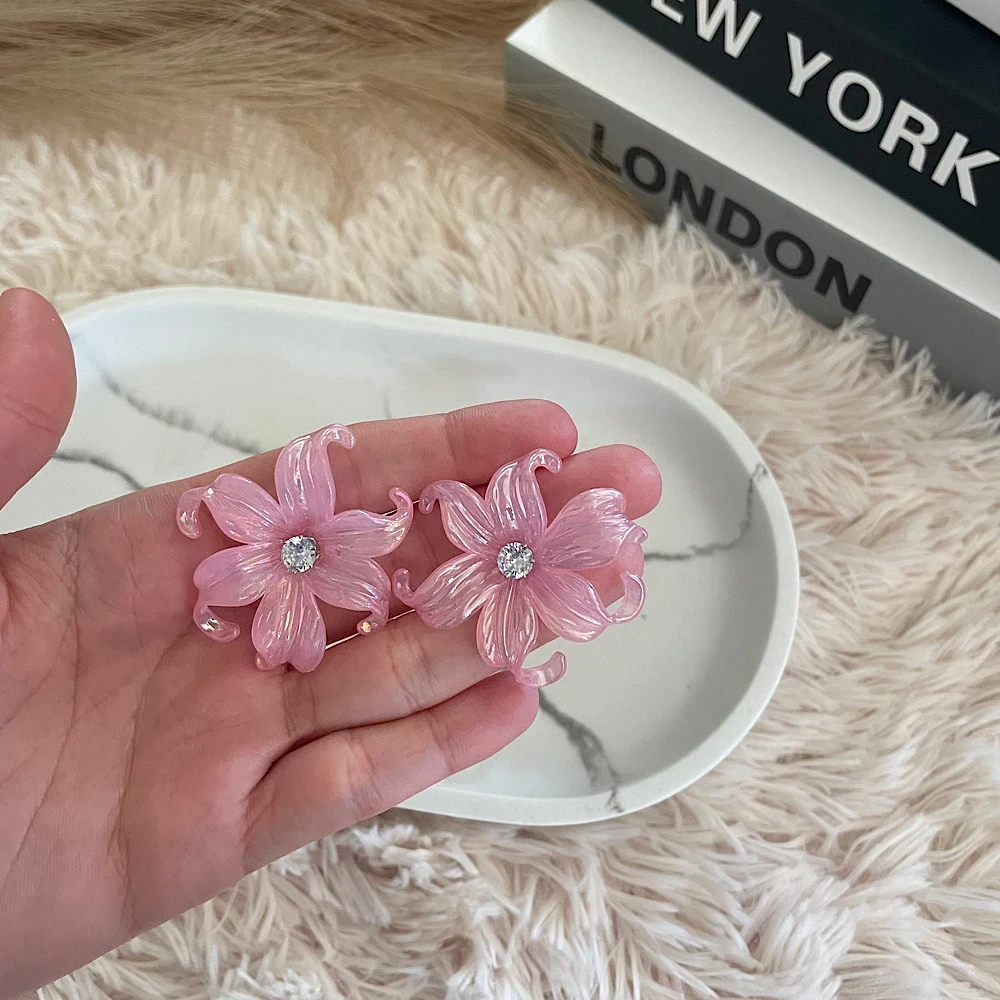 Anixis-Pink flower earrings.