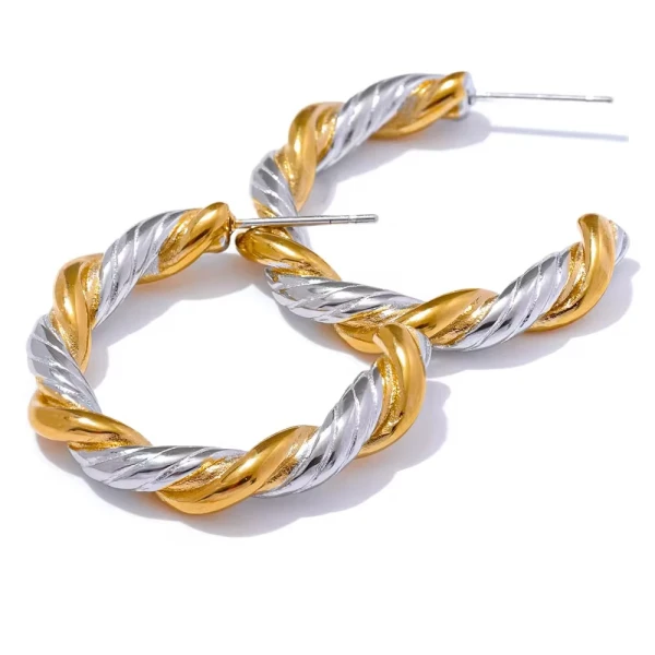 Twist Duo Hoops-Ατσάλινα κρικάκια.