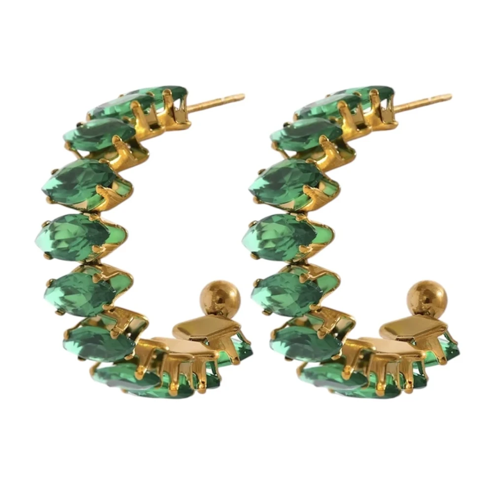Σκουλαρίκια ατσάλινα “Emerald Hoops”