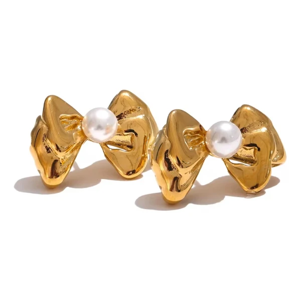 Little Bow with pearl earrings-ατσάλι(διαθέσιμα σε χρυσό και ασημί)