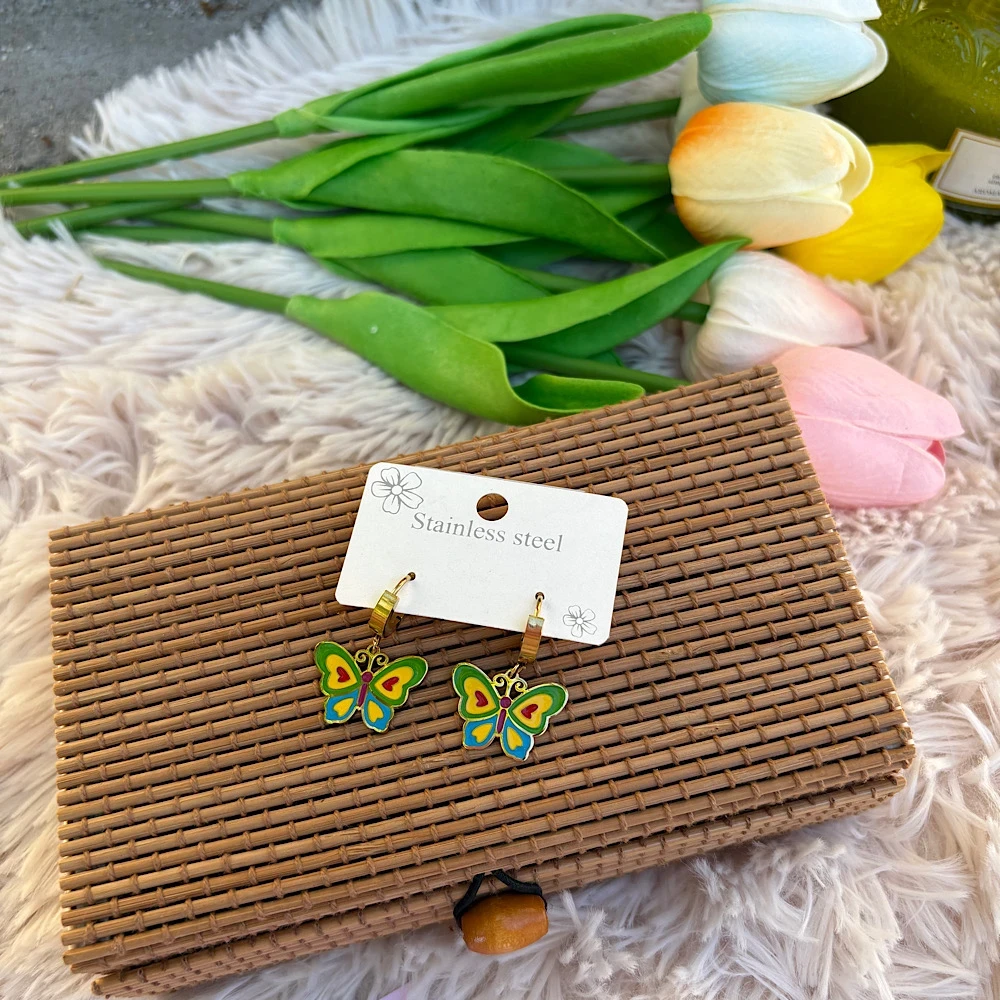 Colourfull butterfly earrings.