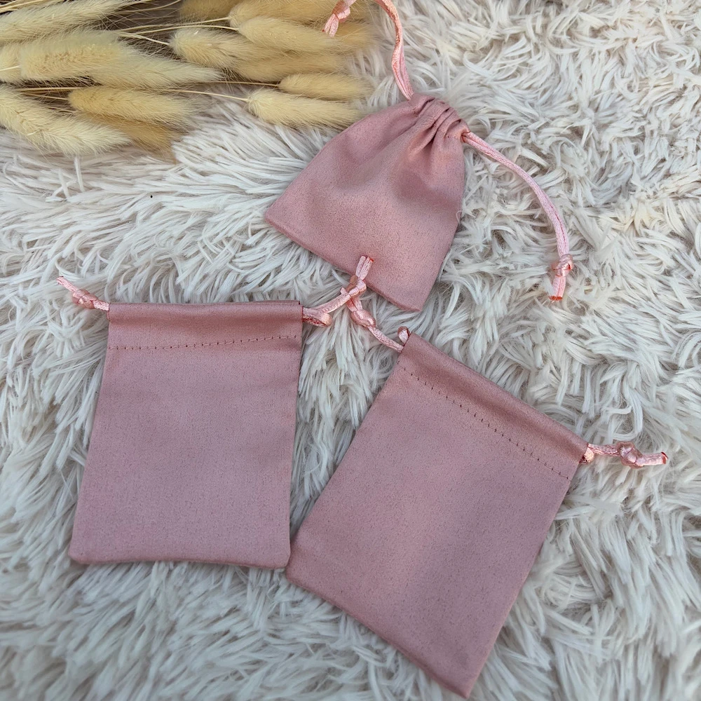 Πουγκάκια ροζ βελούδινα. 10τεμ.