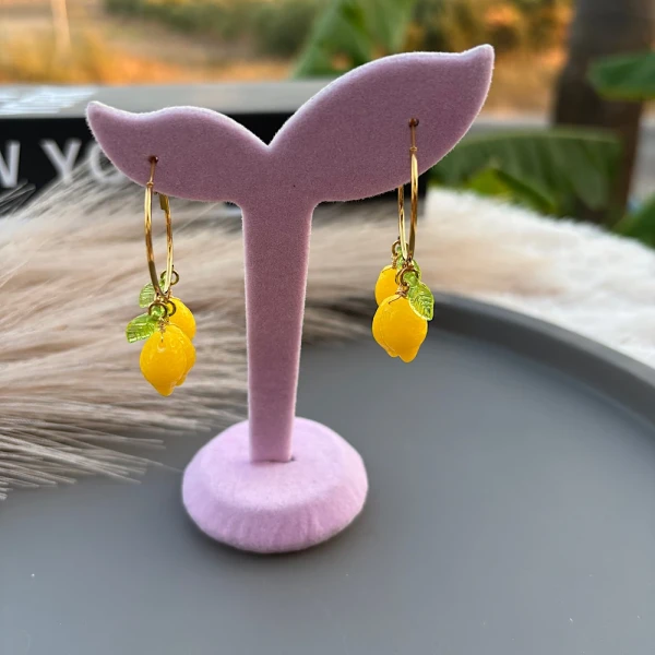 Σκουλαρίκια “Lemon Fresh” – Ατσάλινοι Κρίκοι