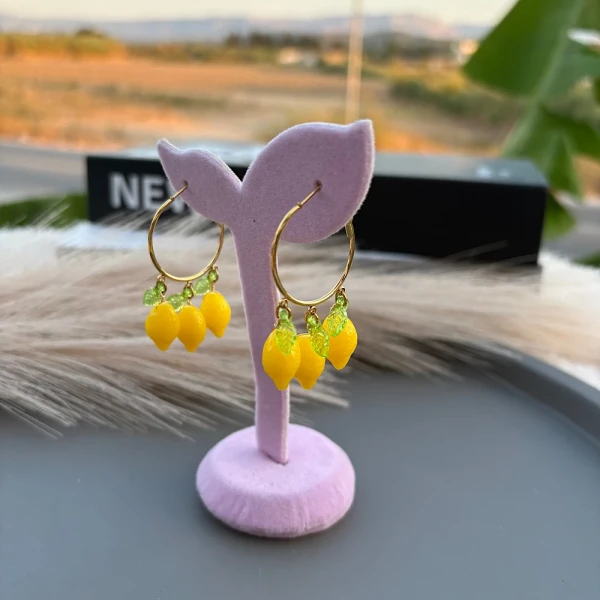 Σκουλαρίκια “Lemon Fresh” – Ατσάλινοι Κρίκοι