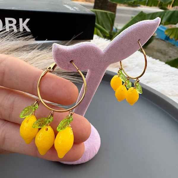 Σκουλαρίκια “Lemon Fresh” – Ατσάλινοι Κρίκοι