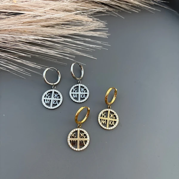 Σκουλαρίκια “Κωνσταντινάτο Hoops” – Ατσάλι με Ζιρκόν(χρυσό ή ασημί)