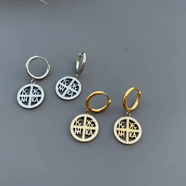 Σκουλαρίκια “Κωνσταντινάτο Hoops” – Ατσάλι με Ζιρκόν(χρυσό ή ασημί)