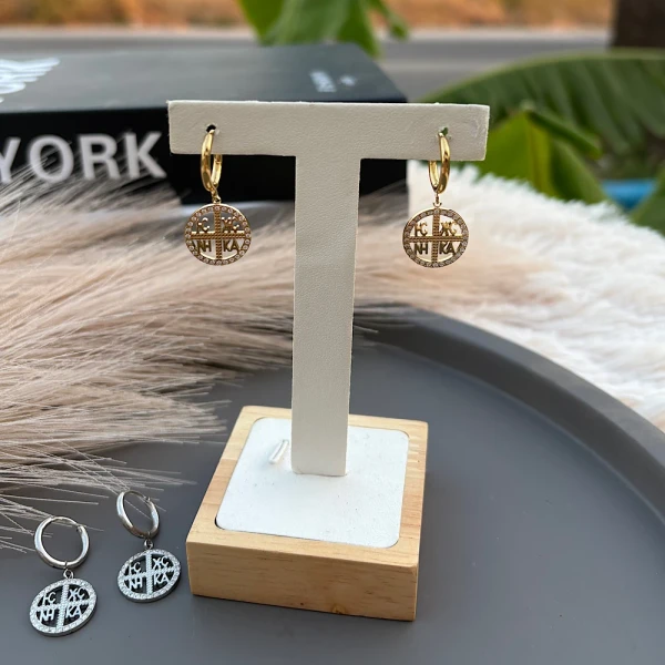 Σκουλαρίκια “Κωνσταντινάτο Hoops” – Ατσάλι με Ζιρκόν(χρυσό ή ασημί)