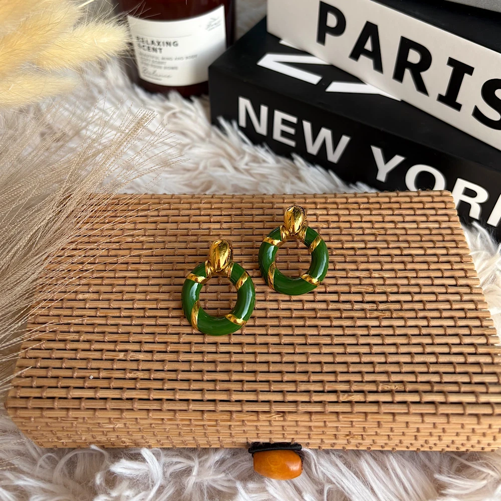 Olive Gold Hoops – Ατσάλινα Σκουλαρίκια.