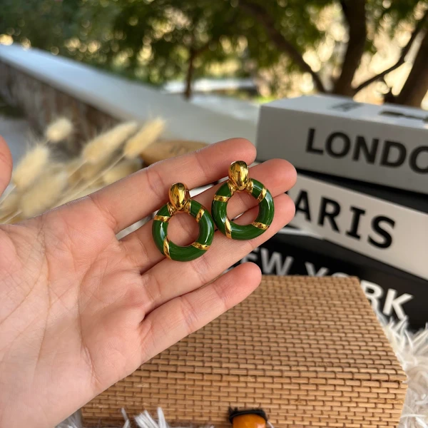 Olive Gold Hoops – Ατσάλινα Σκουλαρίκια.