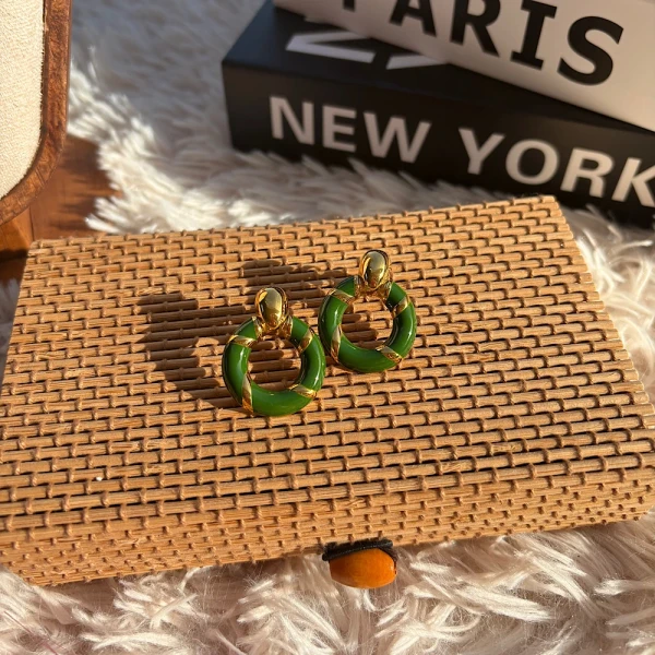 Olive Gold Hoops – Ατσάλινα Σκουλαρίκια.