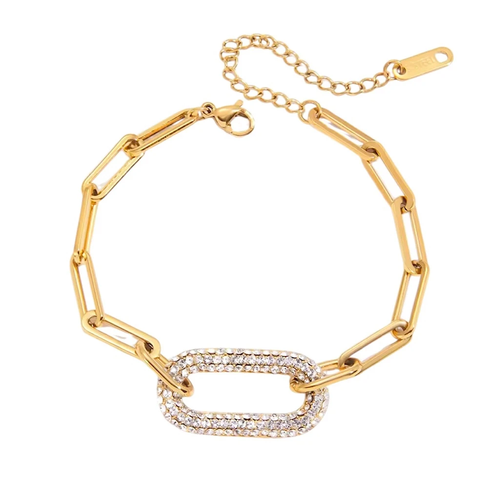 Shine Link – Επιχρυσωμένο ατσάλινο βραχιόλι με Strass.